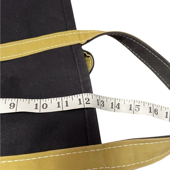 Vintage LL Bean Medium Tote Black with Olive Green Trim Handles  ‘MEH’ Monogram - Picture 12 of 12